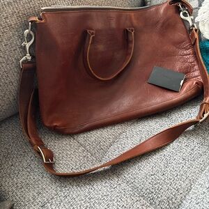 Shinola Cognac Leather Convertible Shoulder Tote
